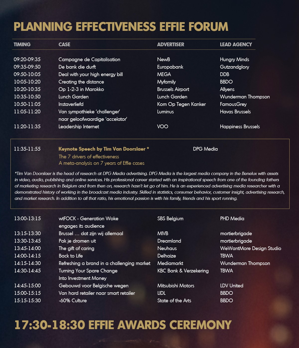 Maak het Effie Effectiveness Forum en de Effie Awards Ceremony live mee ...